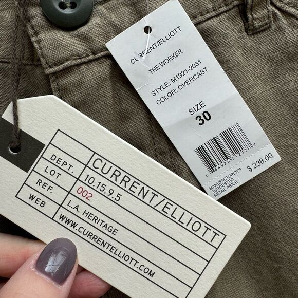 NWT Current/Elliott Women Sz 30 Linen Blend The Worker Straight Leg Cargo Pants - Picture 10 of 15